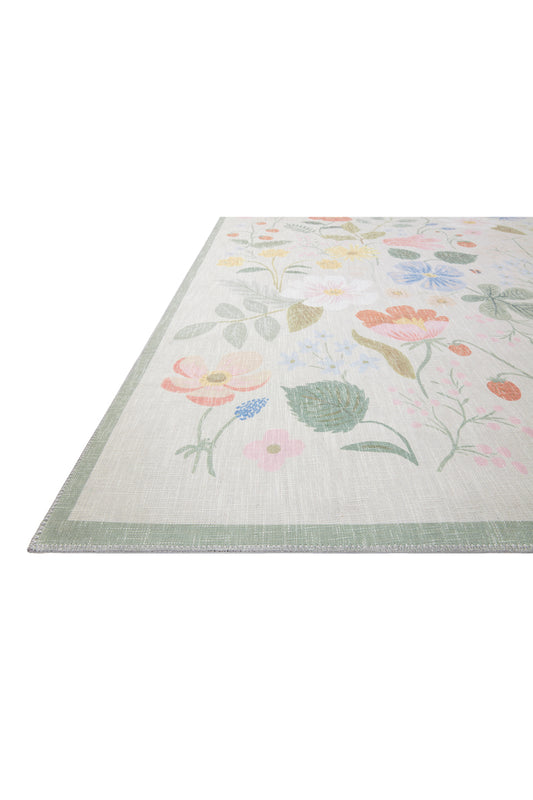 Alfombra Cotswolds 01 Strawberry Fields Ivory Rifle Paper Co. × Loloi PASILLO (77x229)